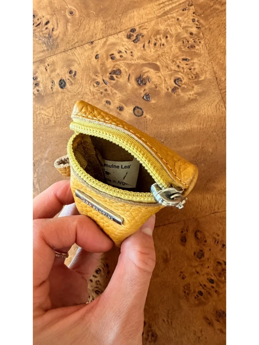 Ugo Santini Small Genuine Leather Coin Pouch in Mustard Yellow